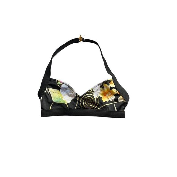 Dior Floral Halter Bikini Top - Black and Multicolor - Picture 1 of 6